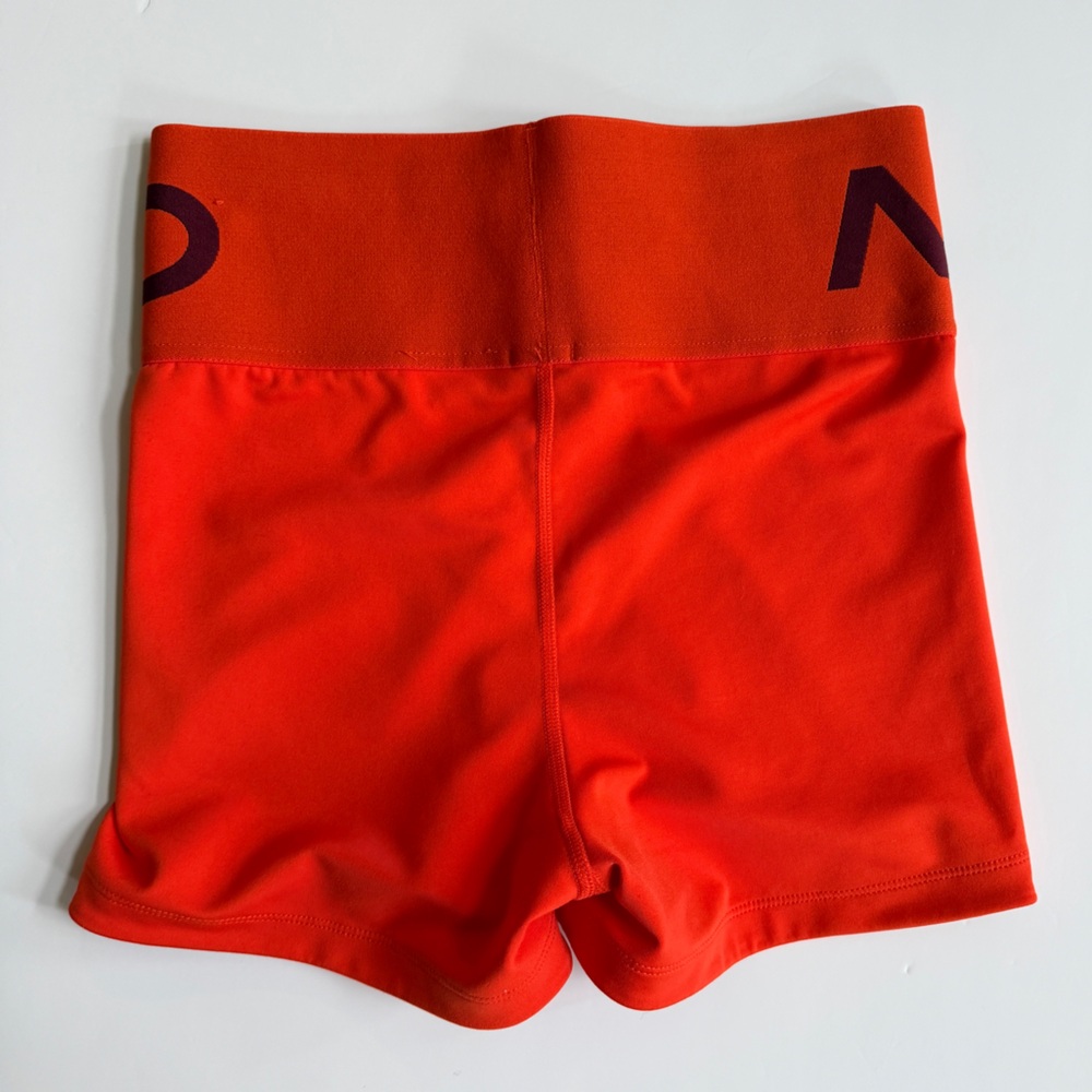 Nike Pro Women's Running Shorts-H020 in Orange/ Metallic Silver Size L - Picture 2 of 10